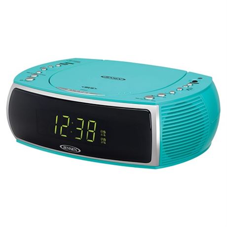 Jensen Turquoise Modern Home CD Tabletop Stereo Clock Digital AMFM Radio CD Pl