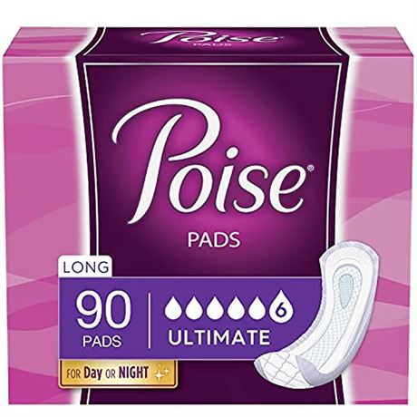 Poise Ultimate Absorbency Pads 90 Ct. - Long Length