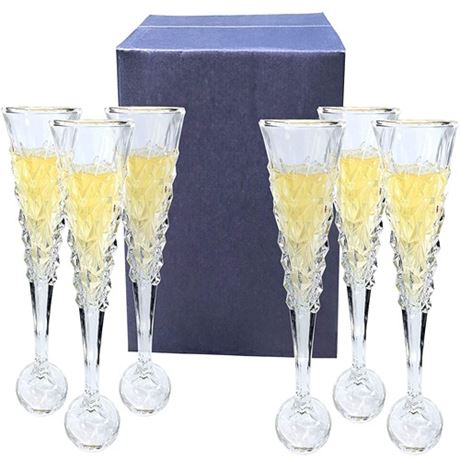 Amlong Crystal Lead-Free Engraved Cut Crystal Sherry Glasses Set of 6 pieces
