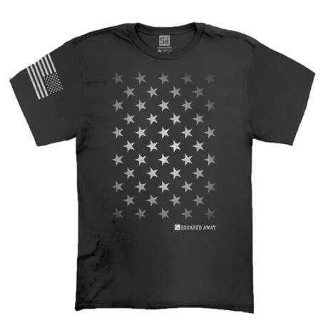 New - SQUARED AWAY 50 STARS T-SHIRT - Black - Size: Large