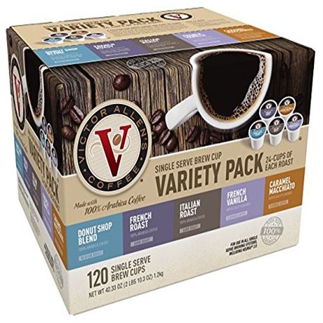 Victor Allen S Coffee Variety Pack  Light-Dark Roasts  120 Count  BEST 072025