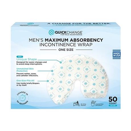 QuickChange Mens Maximum Absorbency Incontinence Wrap  One Size  50 Count
