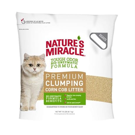 Nature S Miracle Premium Clumping Corn Cob Litter  Bio-Enzymatic Formula  18 Lb