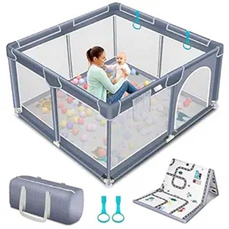 Suposeu Baby Playpen with Mat Portable Baby Play Yard for Toddler Safety Baby