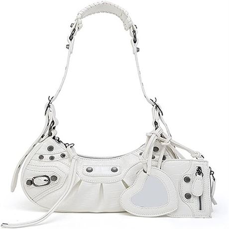 Shoulder Bags for Women Y2K Retro Faux Leather Classic Clutch white