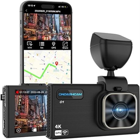 4K Dash Cam with 3.5 LCD Display 2160P UHD Car Camera Built in WiFi & GPS with