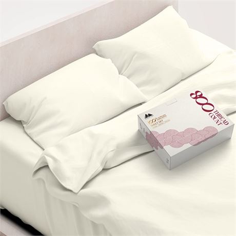 Mayfair Linen Egyptian Cotton Sheet Set - 800 TC 4 PC Ivory Queen Bedsheet for
