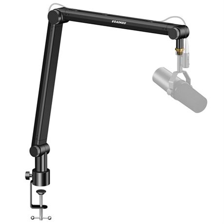 Aokeo Mic Arm Boom Arm Microphone Stand Desk with Mount Clamp Cable Management