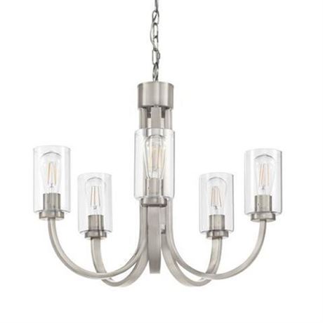 Kendall Manor 5-Light Brushed Nickel Dining Room Chandelier with Clear Glass Sh