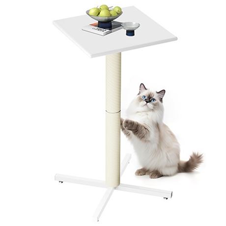 33in Cat Outdoor Side Table Patio Bistro Table with Cat Scratching Posts Weat