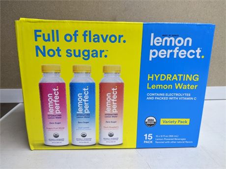 Lemon Perfect. Hydrating Lemon Water, 12 oz, Variety Pack, 15-ct