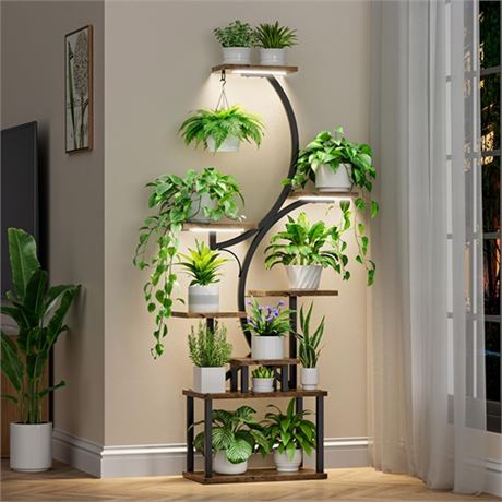 Plant Stand Indoor with Grow Lights 8 Tiered Indoor Plant Shelf 62 Tall Plan