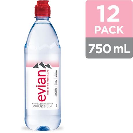 Evian Natural Spring Water  25.36 Fl Oz  12 Count Bottles-best 032025