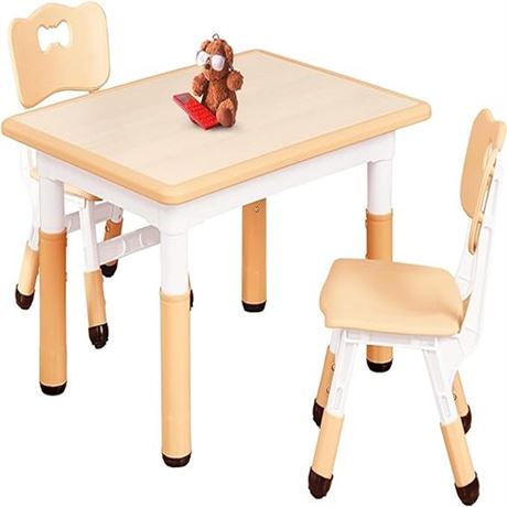 FUNLIO Kids Table and 2 Chairs Set for Ages 3-8 Height Adjustable Toddler Table