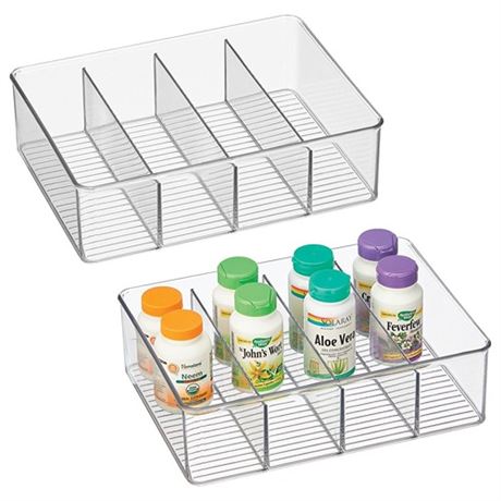 mDesign Plastic Bathroom Storage Organizer Bin Box - 4 Divided Sections - for C