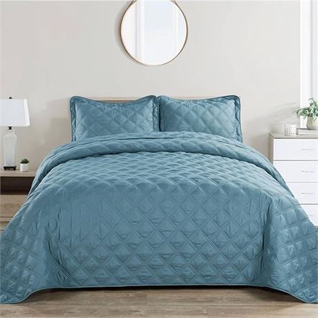 3 Piece Diamond Pattern Down Alternative Quilts Modern Style Bedspread Queen