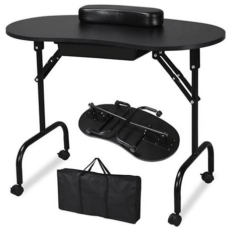 Yaheetech 37-inch Portable &amp Foldable Manicure Table Nail Desk Workstation w