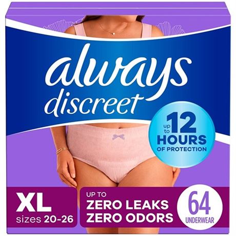 Always Discreet Incontinence Underwear Womens - Maximum Protection - Extra Lar