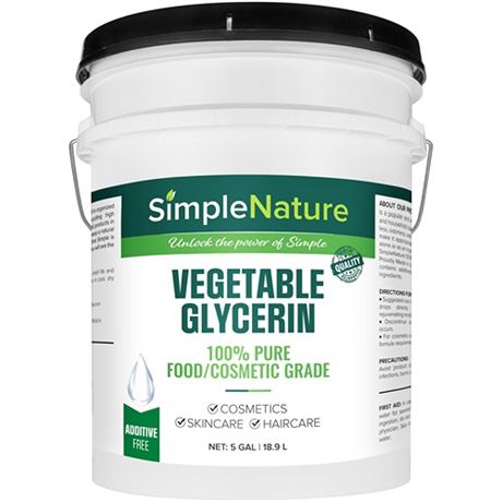 100 Pure Vegetable Glycerin - 5 Gallon with Easy-Pour Spout - Natural Pure Foo