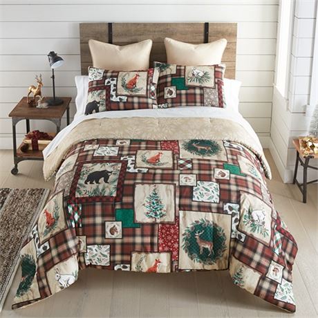 Woodland Holiday 3-Piece Multicolor Queen Comforter Set