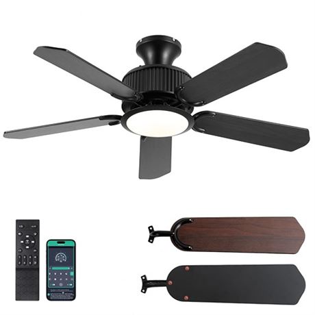Surtime 44In Low Profile Ceiling Fans with Lights and APP&Remote ControlFarmhou