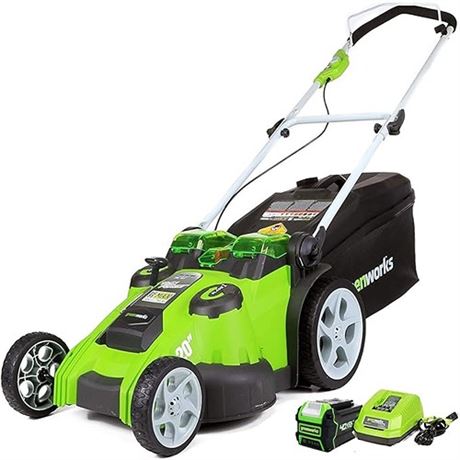 Greenworks 25302 20-Inch 40V Twin Force Cordless Lawn Mower 5.0Ah