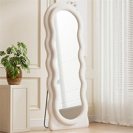TinyTimes 63x24 Wavy Full Length Mirror Freestanding Floor Mirror with Stand