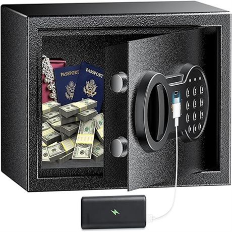 Bonsaii Safe Box Money Safe Lock Box Small Safes for Home 0.26 Cubic Feet Hid