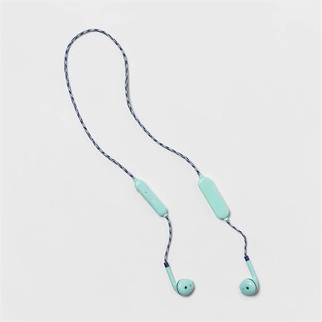 Wireless Bluetooth Braided Cord Flat Earbuds - Heyday Spring Teal set of 2