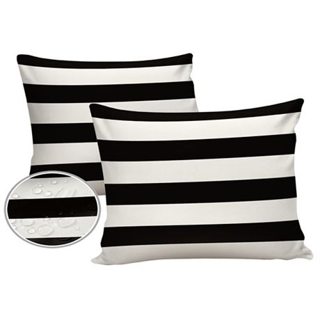 HilariousM Outdoor Pillows 24x24 Waterproof Outdoor Pillow Covers Black White S