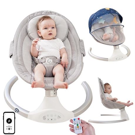Bellababy Bluetooth Baby Swing for Infants Compact & Portable Baby Bouncer 3