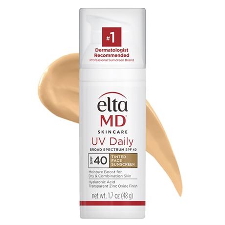 EltaMD UV Daily Tinted Sunscreen with Zinc Oxide SPF 40 Face Sunscreen Moisturi