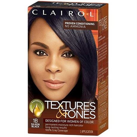 Clairol Textures and Tones Hair Dye Permanent Hair Color 1B Silke 3 pack