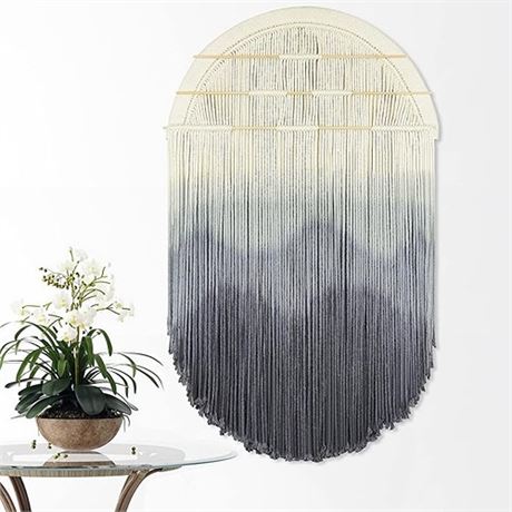 EISKBC Large Macrame Wall Hanging Boho Dip Dyed Macrame Wall Decor