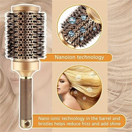 Boar Wet Bristle Round Hair Brush  Ceramic Ionic Salon Pro Comb Styling Scalp H