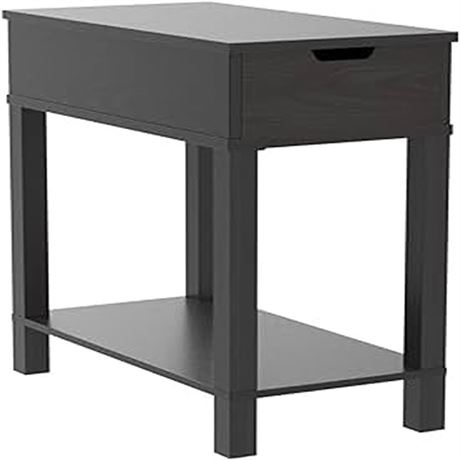 Labcosi Modern Farmhouse Side Table Narrow End Table with Charging Station