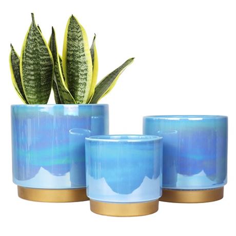 Gepege Ceramic Pots for Plants Rainbow Pearl Glaz