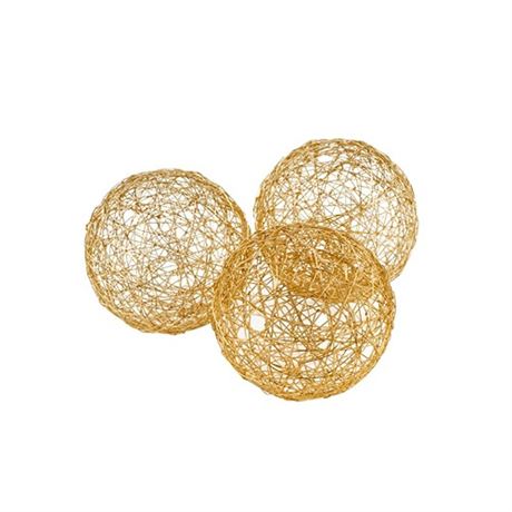 Modern Day Accents 3378 Guita Gold Wire Spheres Set of 3 Decorative Balls Orb