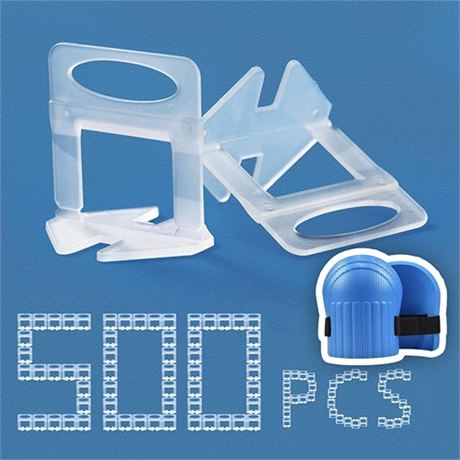 Tile Leveling System Clips 116 Inch - 500-Piece Tile Leveling Clips and 1 Pair