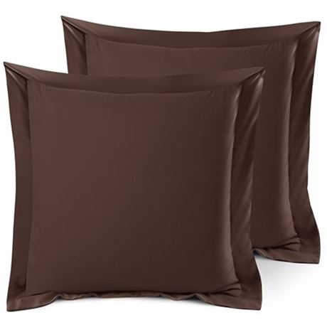 Nestl Set of 2 Euro 26 X26  Size Pillow Shams Chocolate Brown  Hotel Luxury Sof