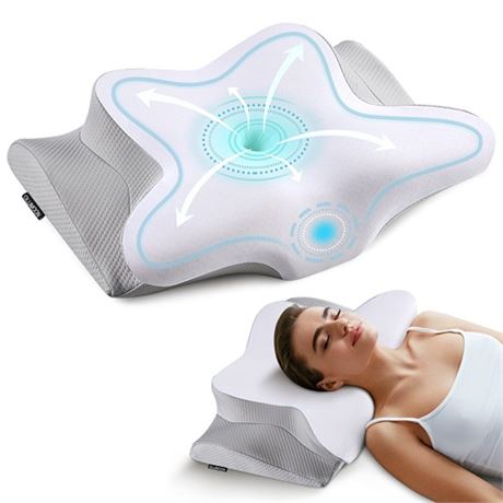Olumoon Memory Foam Pillows - Neck Support Pillow for Pain Relief Ergonomic Cer