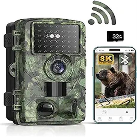 Trail Camera - 8K 60MP WiFi Game Camera with 0.3s