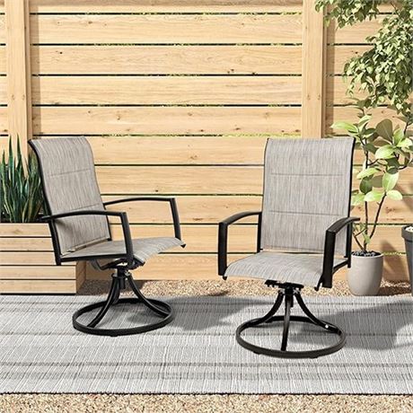 Patio Swivel Dining Chairs Set of 2 Outdoor High Back Rocker Armchairs with All