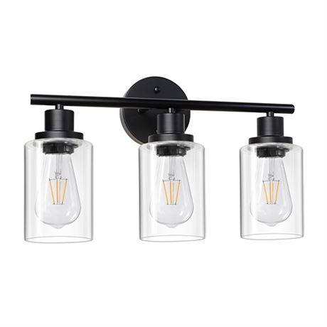 Unicozin Modern Bathroom Light Fixtures 3 Light Vanity Lights Black Wall Lamp w