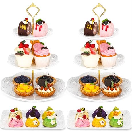 Uiifan 4 Pcs Porcelain Cupcake Stand Including 2 P