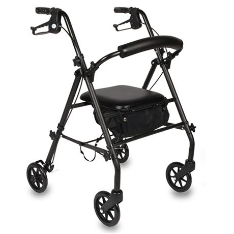 Equate Rolling Walker for Seniors  Rollator Walker with Seat and Wheels  Black