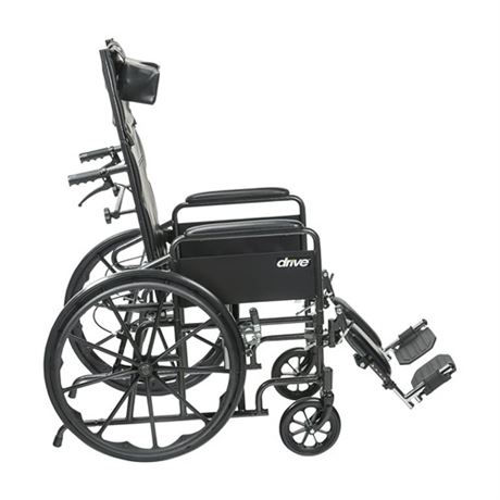 Drive Medical Silver Sport Full-Reclining Wheelchair Full Arms 18 Seat