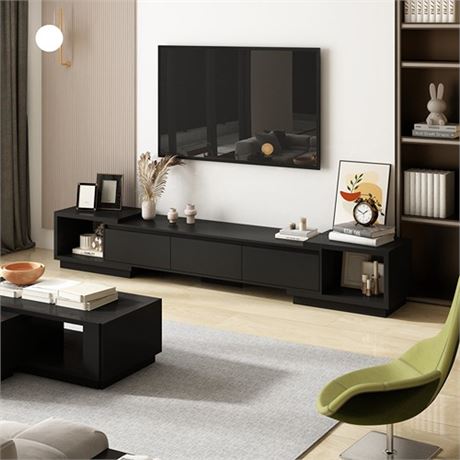 Wide TV Stand Entertainment Stand Adjustable Width TV Stand for Living Room