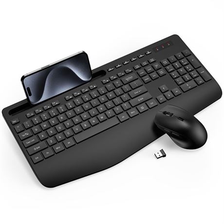 Wireless Keyboard and Mouse Combo - Full-Sized Erg