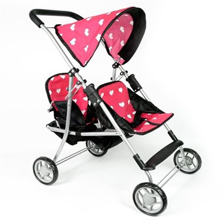 The New York Doll Collection First Doll Twin Stroller - Cutest Heart Design Dol